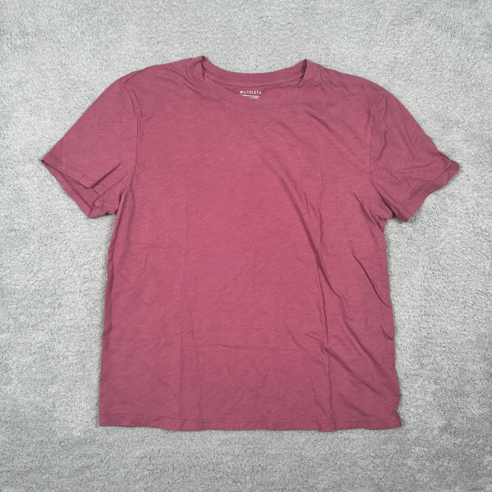 Athleta T-Shirt Women's‎ Small Red 100% Cotton Oversized Short Sleeve